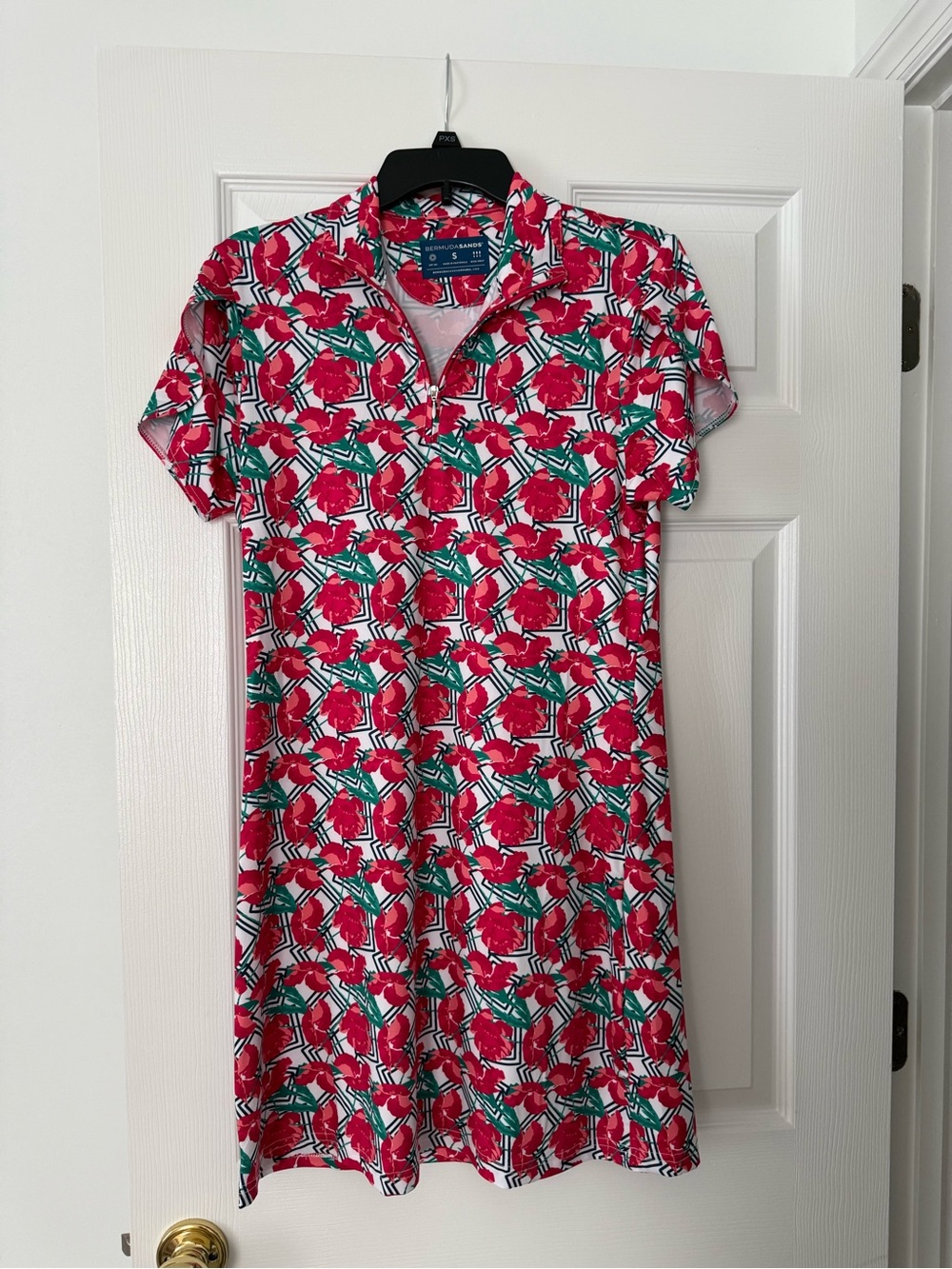 Bermuda Sands Red and Green Floral Polo Mini Dress